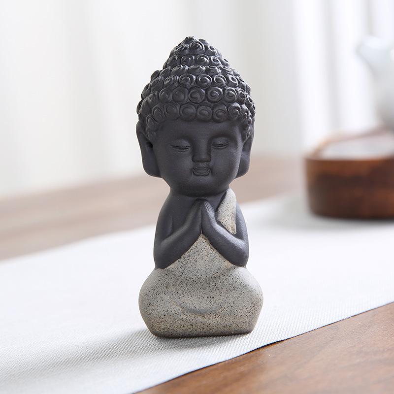 

Ceramic Tea Pet Ornaments Buddha Statue Mini Monk Figurines Fine Sand Little Monks Tea Pet Furnishing Home Desk Decorations 3.3x7.8cm білий