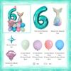 Mermaid Shell Themed Balloon Set with Numbers 1-9th Blue Purple Pink Latex Foil Balloons for Girl Princess Birthday Party Decor