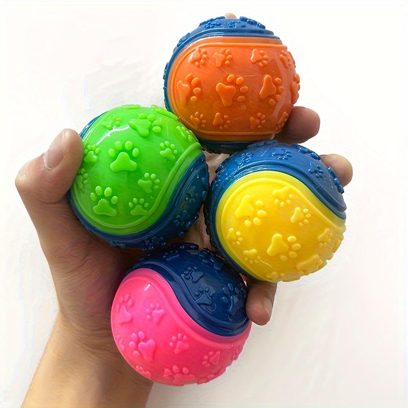 Striped Squeaky Dog Balls, Durable Chew Toys for Dental Health & Training, Non-Toxic, Bite-Resistant, All Breed Sizes, No Battery Needed