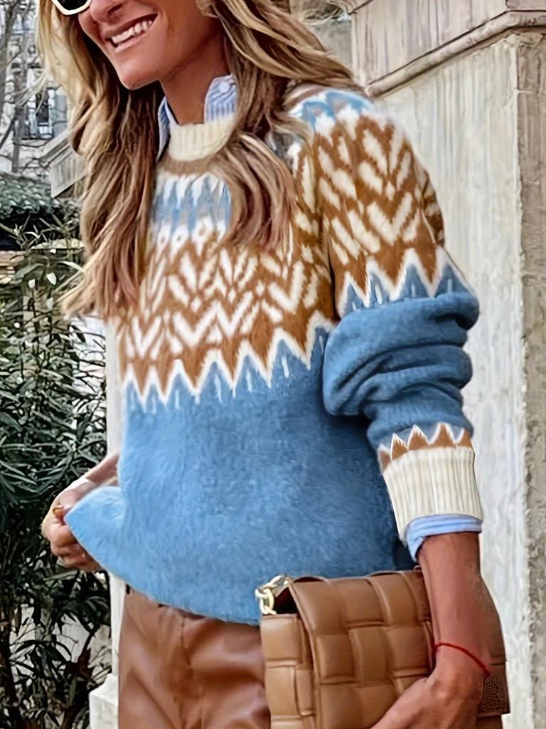Women's Fair Isle Christmas Sweater: European & American Autumn/Winter Casual Pullover