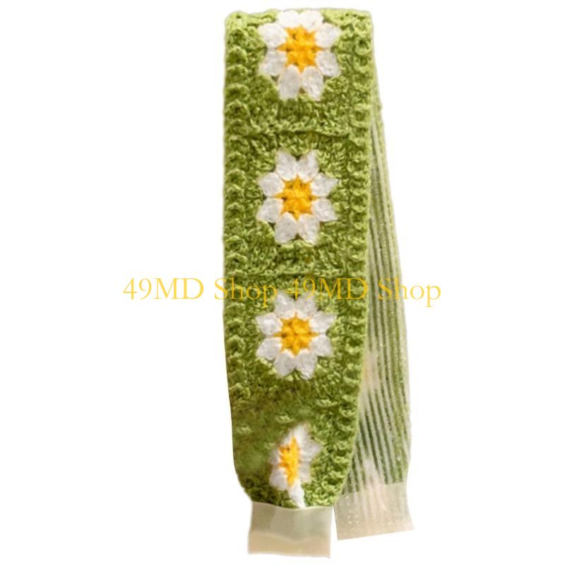 49MD Vintage Knit Hairband Knitting Floral Headband Embroidery Headband for Women