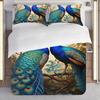 Spring And Summer Theme Pillowcase Quilt Cover 3Pcs Bedding Blue Peacock Pattern Suitable For Bedroom Hotel Dormitory Decoration