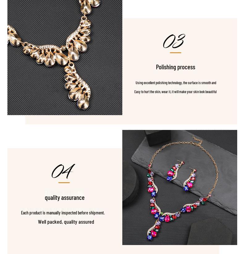 Luxury European & American Teardrop Gemstone Jewelry Set: Necklace and Earrings for Evening Banquets