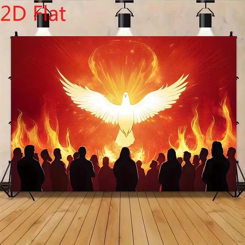 2D Red Fire Dove Backdrop for Christian Ministry and Worship Events 47.2x31.5inch/120*80cm