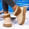 New Large-sized Round-toe Warm Thick-soled Snow Boots for Women with Fleece Short Ankle Cotton Shoes