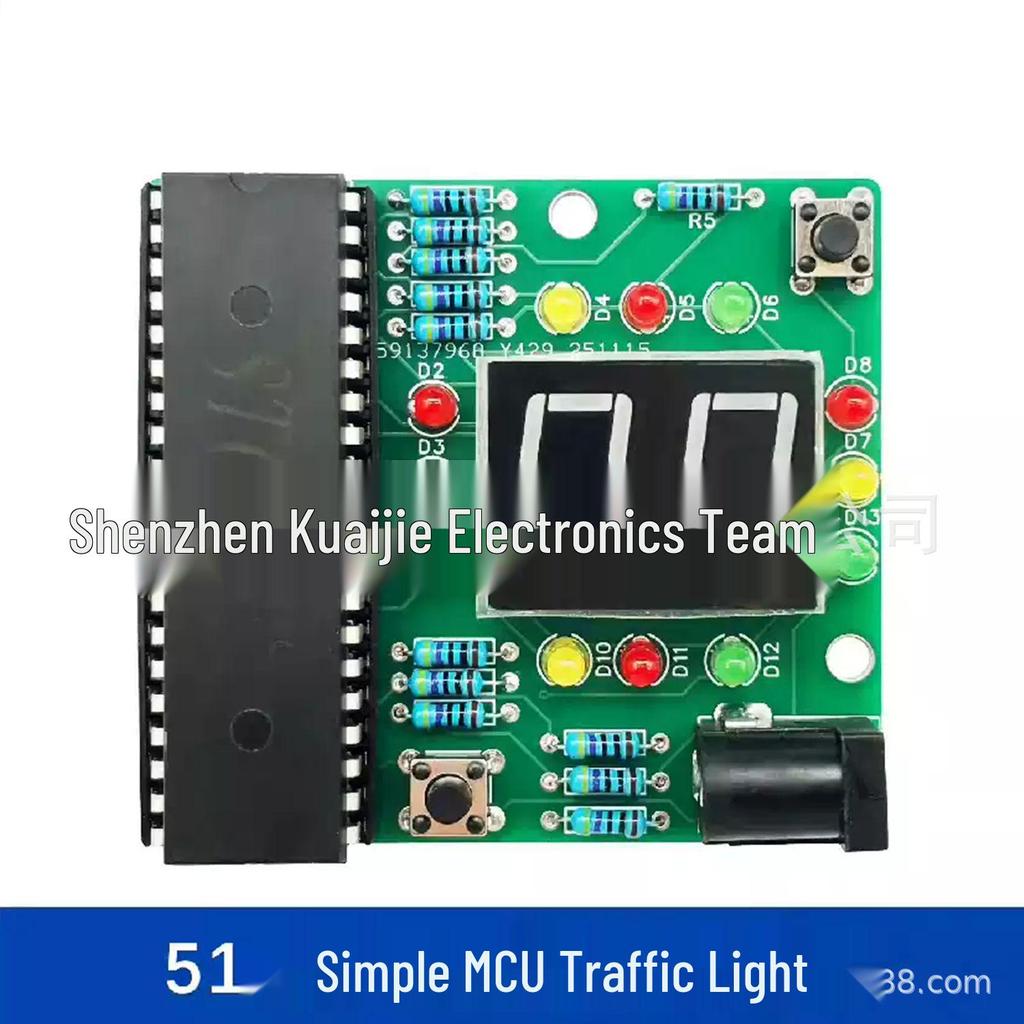 51 Single-Chip Microcontroller Traffic Light Red-Green Signal DIY Soldering Kit
