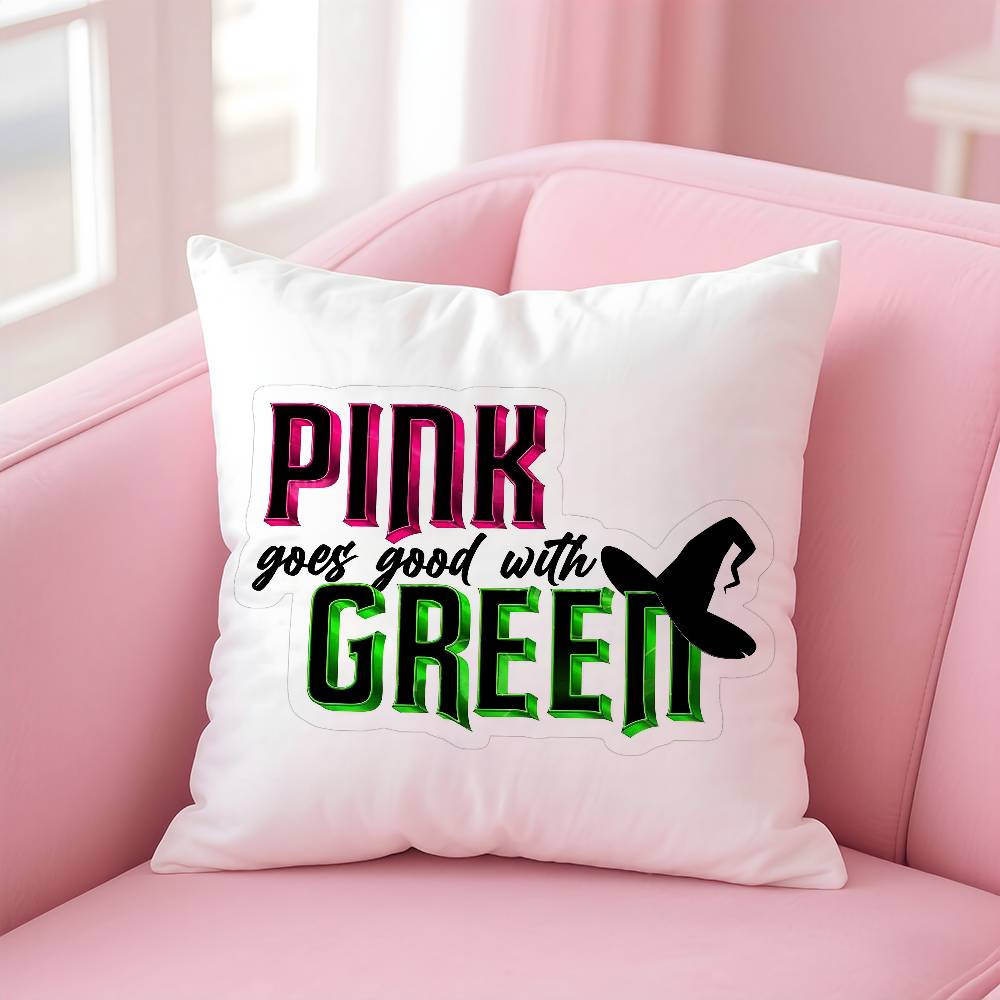 Vintage Movie W-Wicked Anime Pillow Case Anti-Dustmite Pillowcase Invisible Zipper Silky Short Plush Sofa Cushion Cover