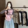 Plus Size Autumn Long Sleeve T-shirt with Retro Letter Print - Slimming and Versatile Base Layer Top