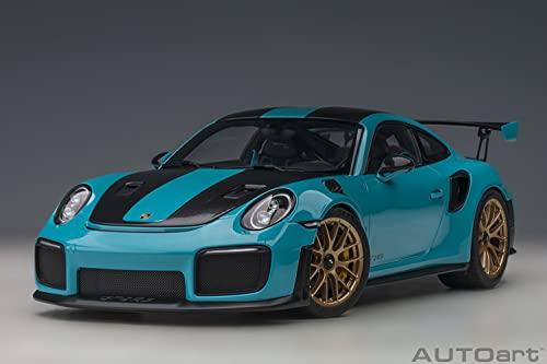 AUTOart 1/18 Scale Porsche 911 (991.2) GT2 RS Weissach Package Blue/Carbon Black Finished Model 78175