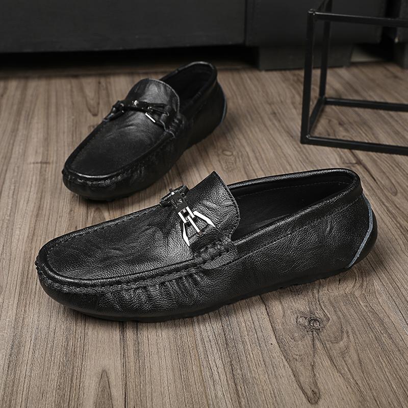 Genuine Leather Men Casual Shoes Soft-Soled Mens Loafers Ultra-light Moccasins Breathable Slip on Flats Comfy Man Driving Shoes
