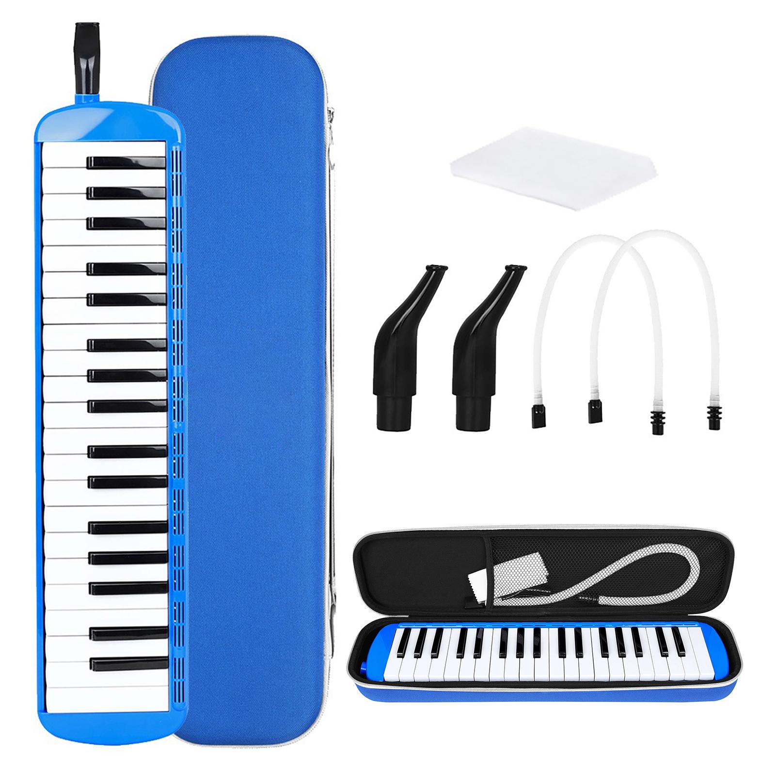 Melodica 37 Keys with Carry Case and Mouthpieces Air Piano Keyboard Musical Instrument for Kids and Adults Blue