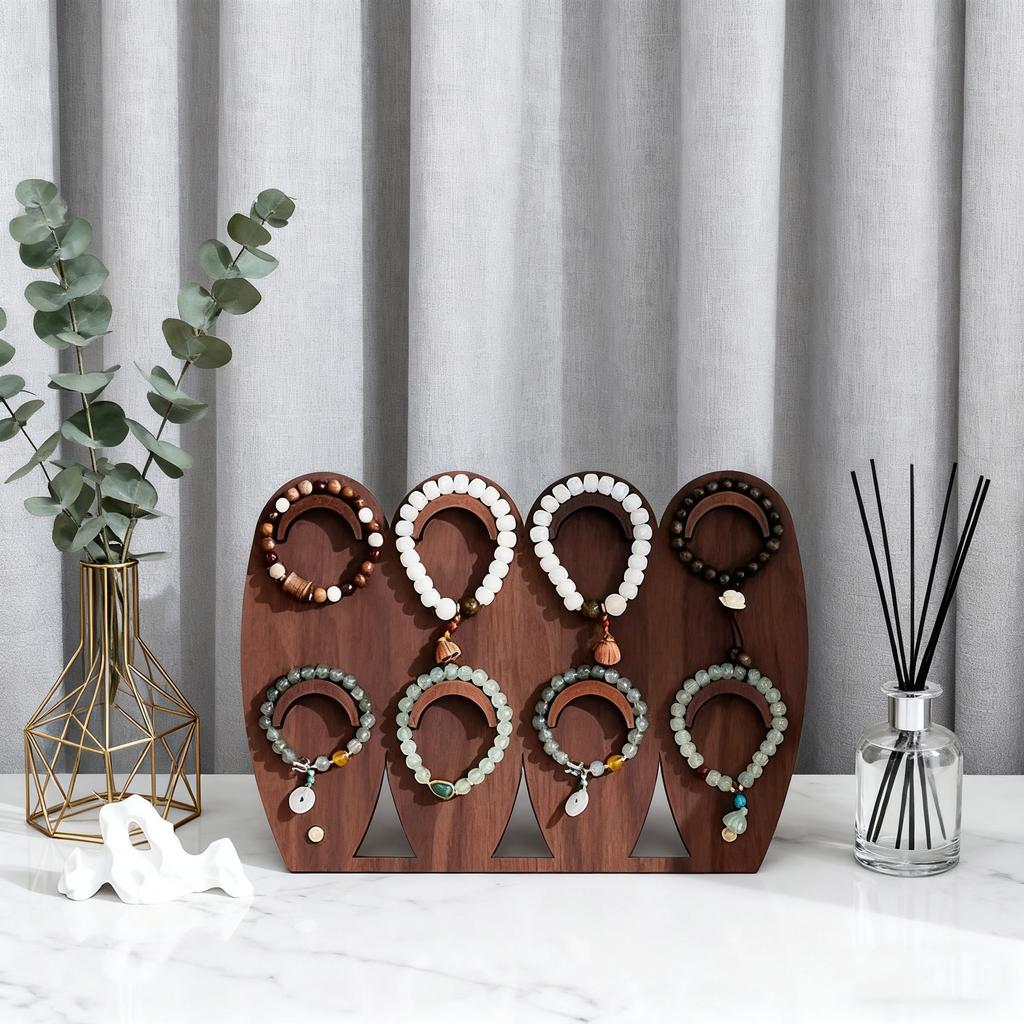 Multi-hole Designed Wooden Bracelet Display Stand, Jewelry Storage and Display Board, Niche Design Chinese-style Ornaments