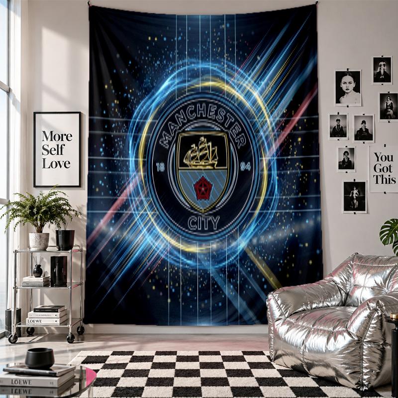 Arazzo da parete Manchester City Decorazione per la casa Tessuto da appendere a parete per camera da letto Soggiorno Sfondo