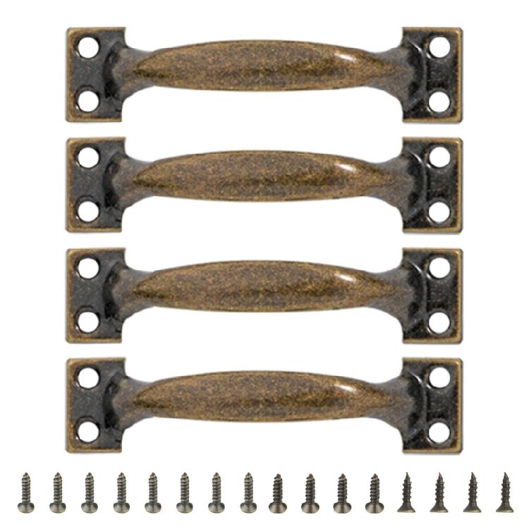 4 Stück Griffe für Holzzauntore, Schränke, bogenförmige Scheunentortürgriffe, antiker Möbelknauf, Kommodenschubladengriff