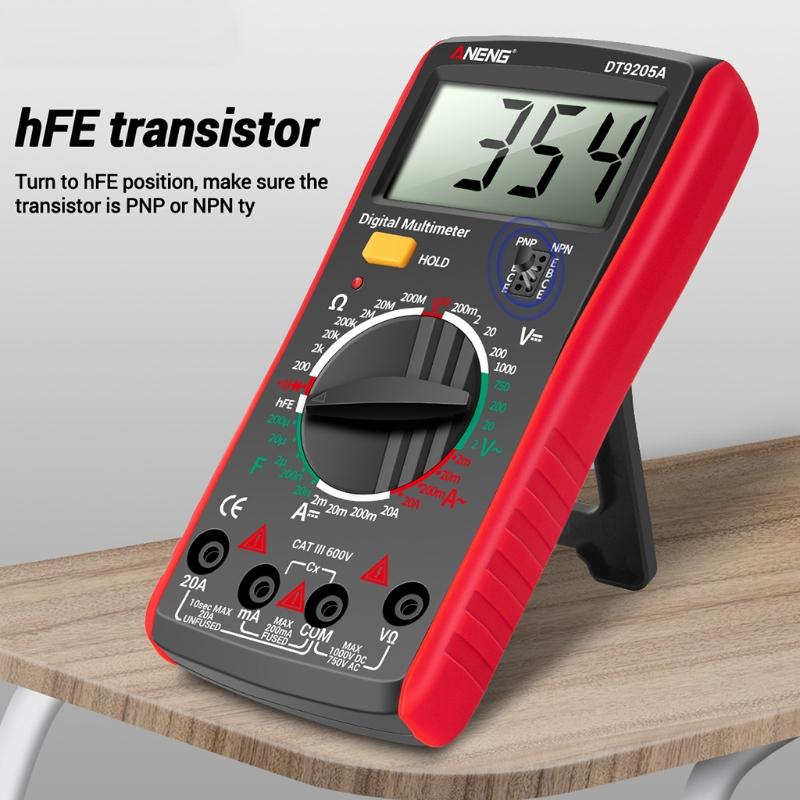 Practical Digital Multimeter 2000 Counts Transistor Diode Meter Tester AC/for DC hFE Capacity Diode Tester Electrical To