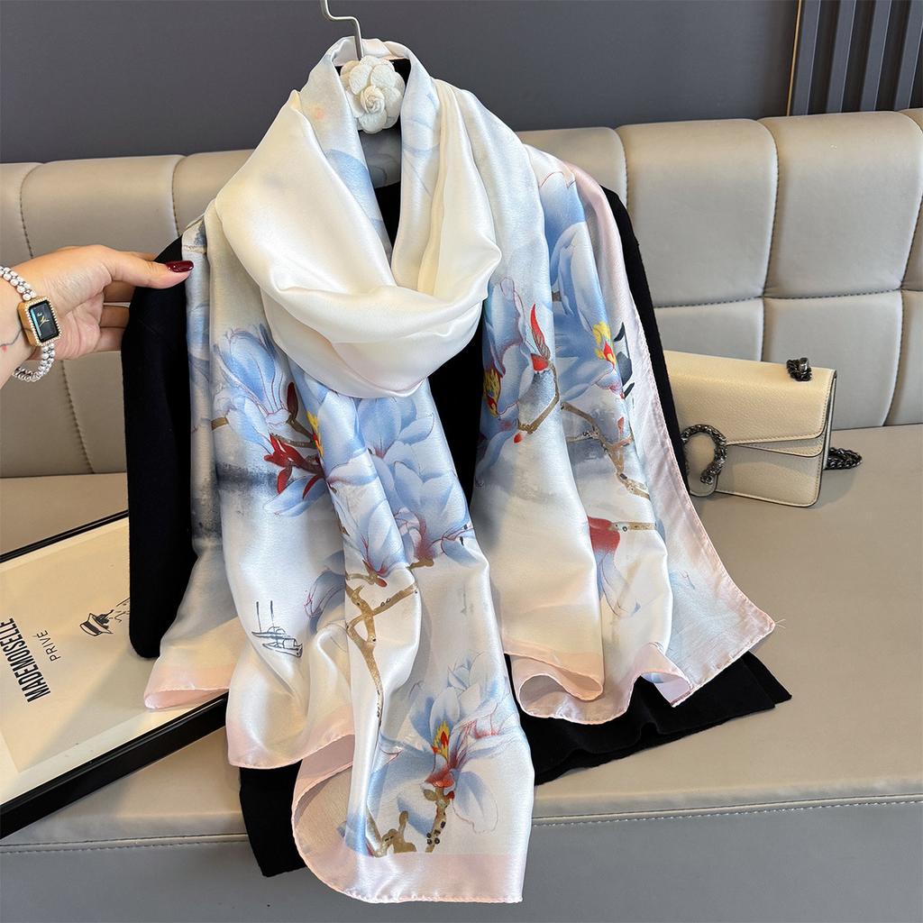 180*90cm Large Silk Satin Scarf Women Fashion Printed Scarf Spring And Summer Styles New Shawl Wrap Female Hand  NEW