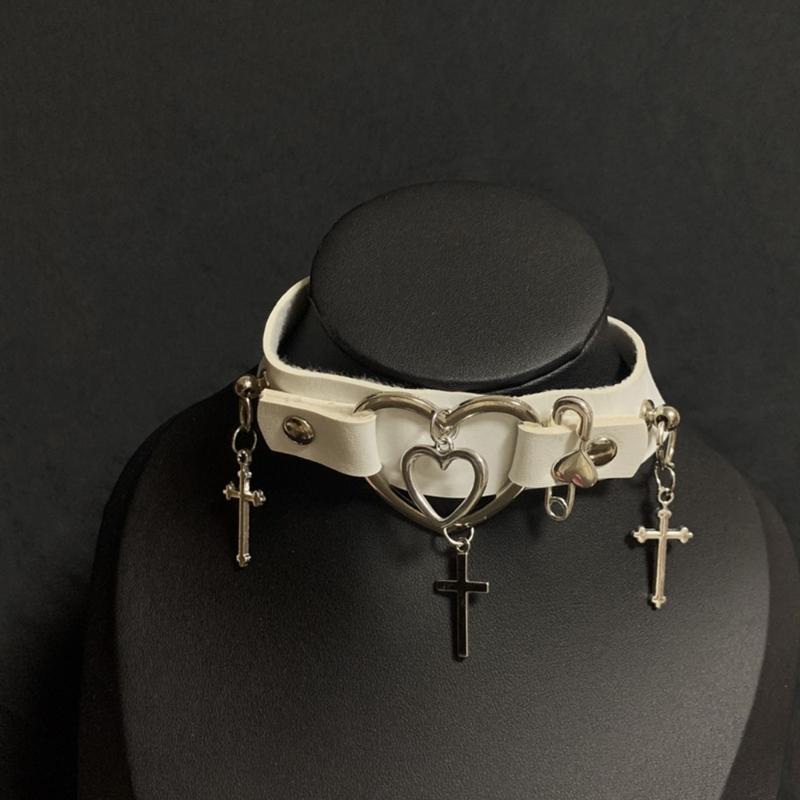 Heart Choker Gothic Cross Choker Necklace Leather Choker Necklace Women Halloween Jewelry
