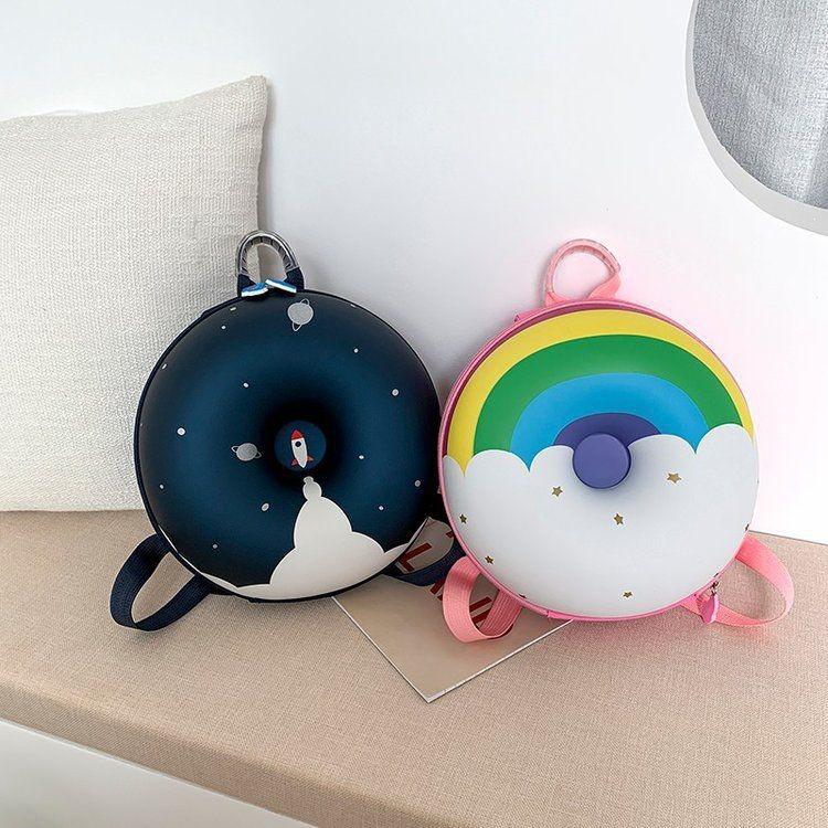 Donut Rocket Cartoon Backpack Boy Girlrainbow Schoolbag Waterproof Breathable
