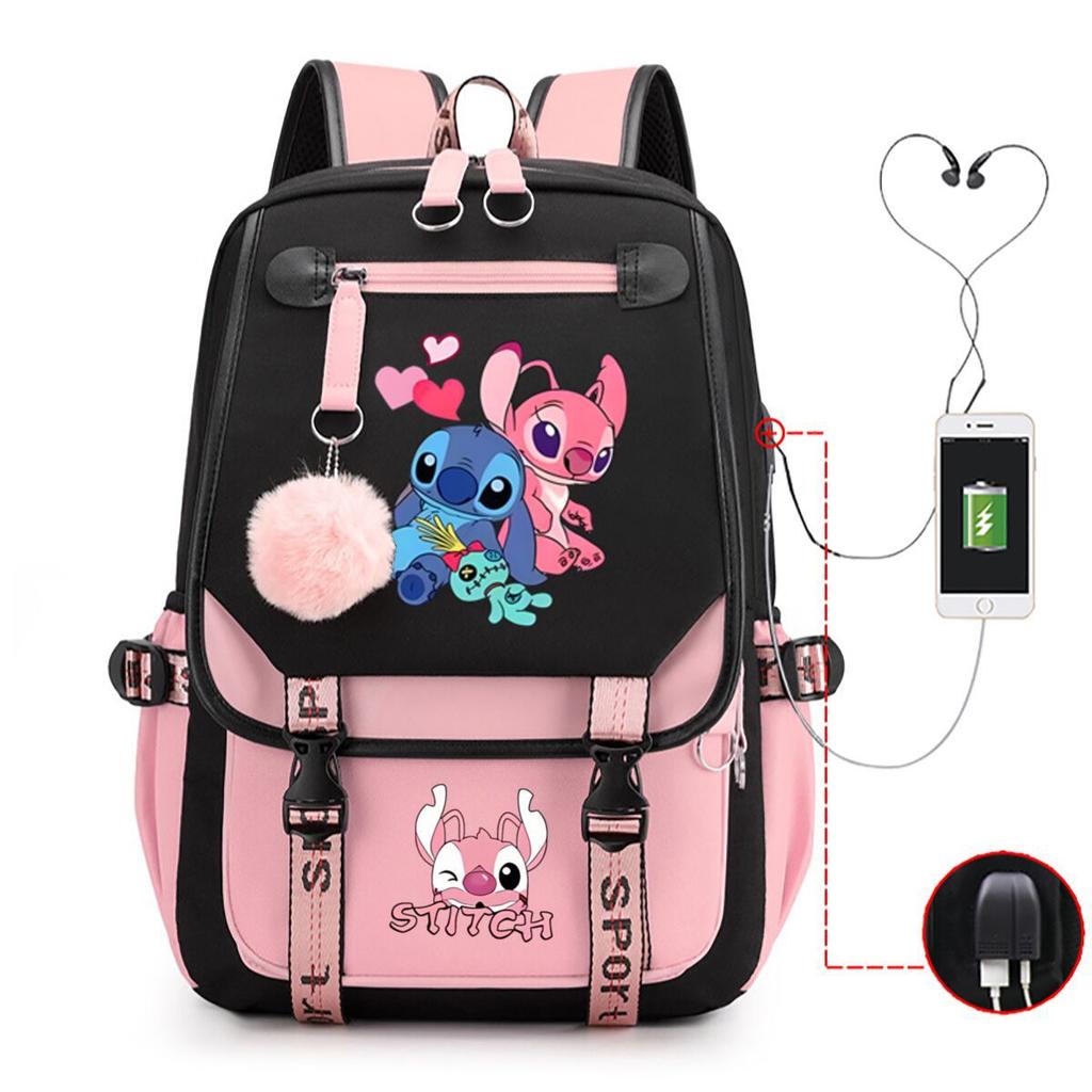 Children'S School Bag Contrasting Color Neutral Backpack Animation Printing Primary And Secondary School Students