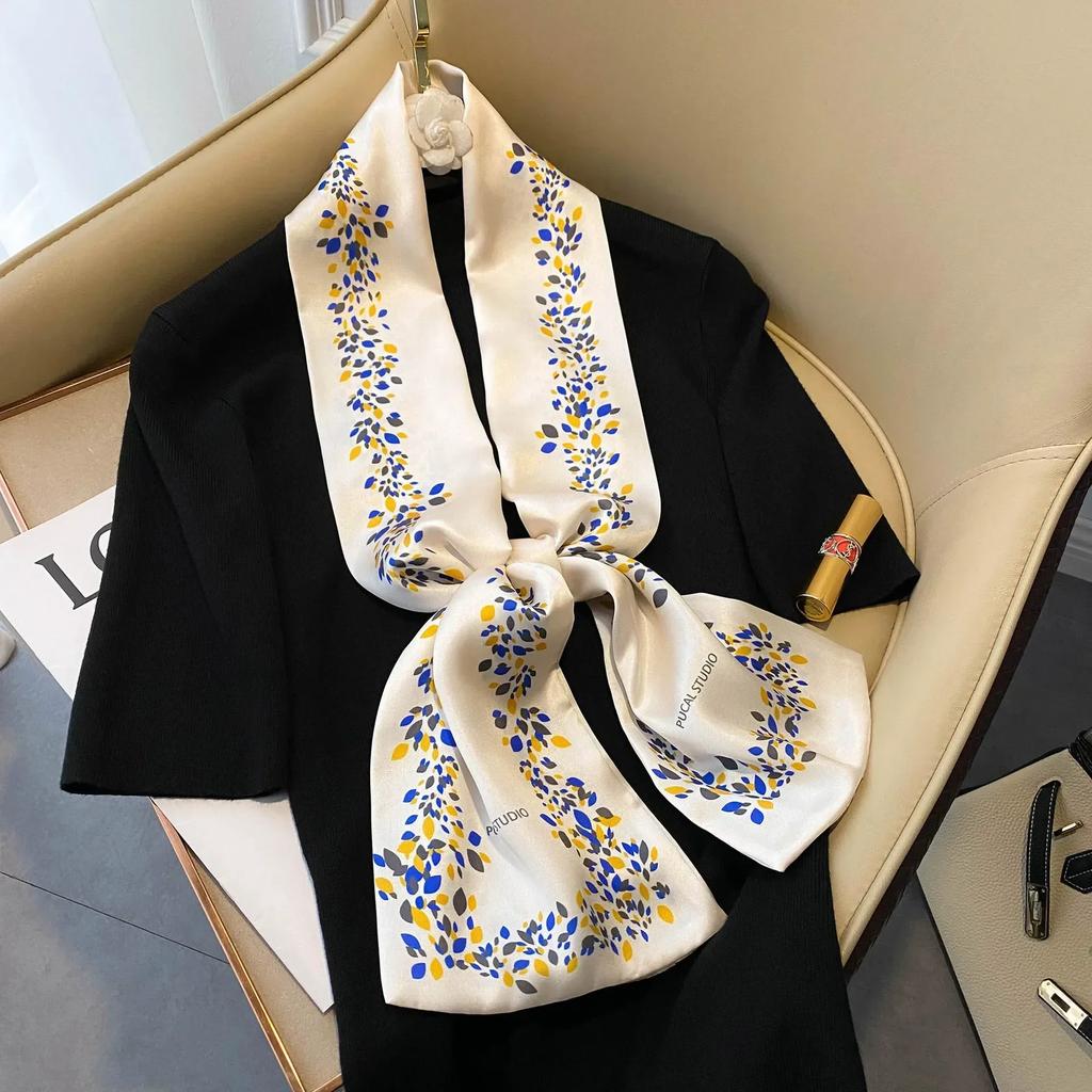 17*150cm Ribbon Silk Scarfs Female Luxury Design Hair Band Skinny Scarf Neck Ties Women Bag Scarves Neckerchief Foulard Lady