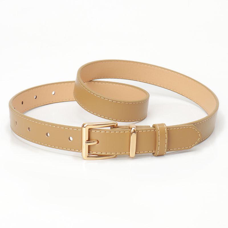 

Женский кожаный ремень в корейском стиле с пряжкой-штифтом из сплава - Универсальный для джинсов и высококлассной декоративной одежды хаки