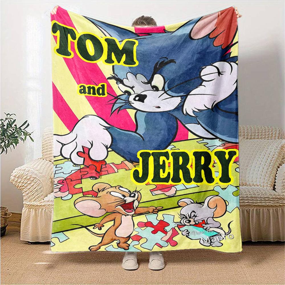 1pc Tom Jerry Flannel Blanket Soft Warm Throw for Home, Office, Travel, All-Season Cozy Bedding GiftL1195