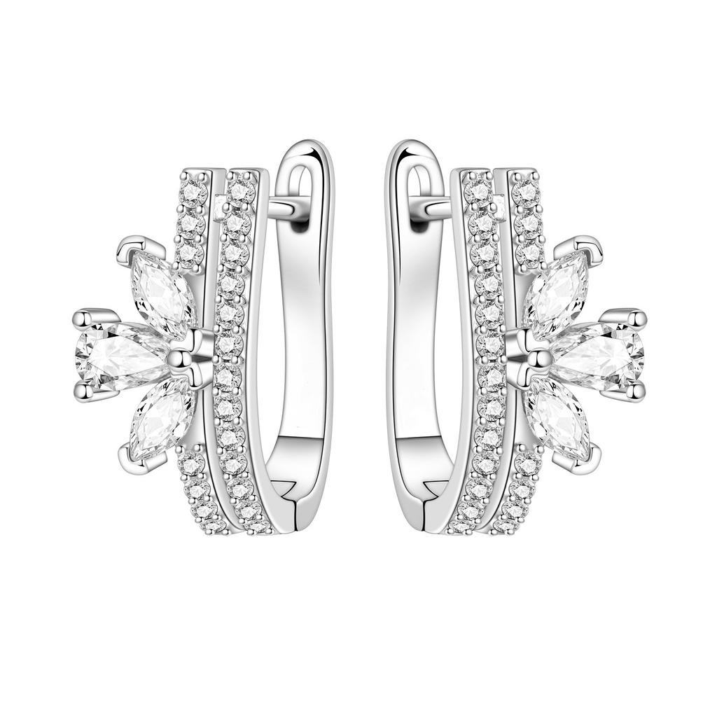 S925 Silver Vintage Lace Vine Earrings Colorful Floral Gemstone Hoop Earrings Jewelry Accessories