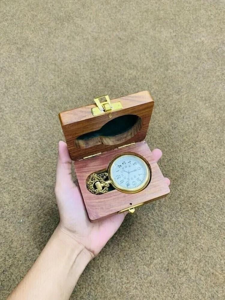Antique Vintage Maritime Brass Victoria London1875 Pocket Watch with  Box
