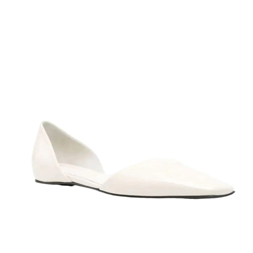 Fashion Genuine Leather Flat Shoes Women Retro Small Square Toe Slanted Mouth Hollow Single Shoes for Women Spring Autumn Flat Sandals