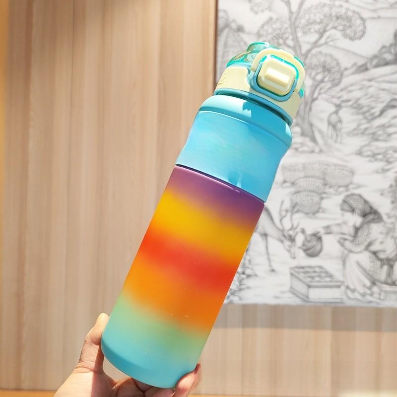 Plastic Straw Water Bottle With Leakproof Seal For Outdoor Sports And Students