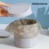 Small Swing Lid Waste Paper Basket For Countertops Plastic Nonslip Bottom Trash Can Home Office Desktop Garbage Bin
