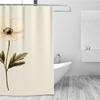 1pc Elegant Cream Floral Shower Curtain, Soft Polyester, Waterproof & Easy-Clean, Includes Plastic Hooks, Bathroom Decor