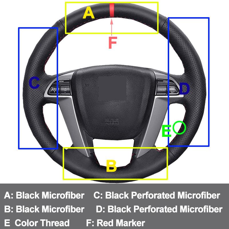 Hand Sewing Car Steering Wheel Cover For Honda Accord 8 2008 2009 2010-2012 Odyssey 2011-2017 Crosstour 2012 Pilot 2009-2015
