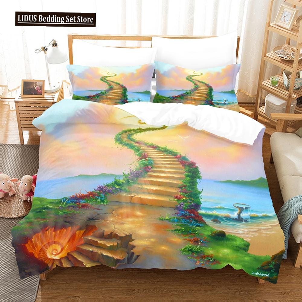 

Комплект пододеяльника в пейзажной тематике Гора Море Розовое облако Романтический комплект постельного белья для девочки женщины Полиэстер Пододеяльник Кинг Квин EU single(135x200cm)