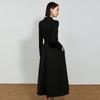 Tatu Women's New Chinese Style Knitted Patchwork Mid-length Long-sleeve Dress