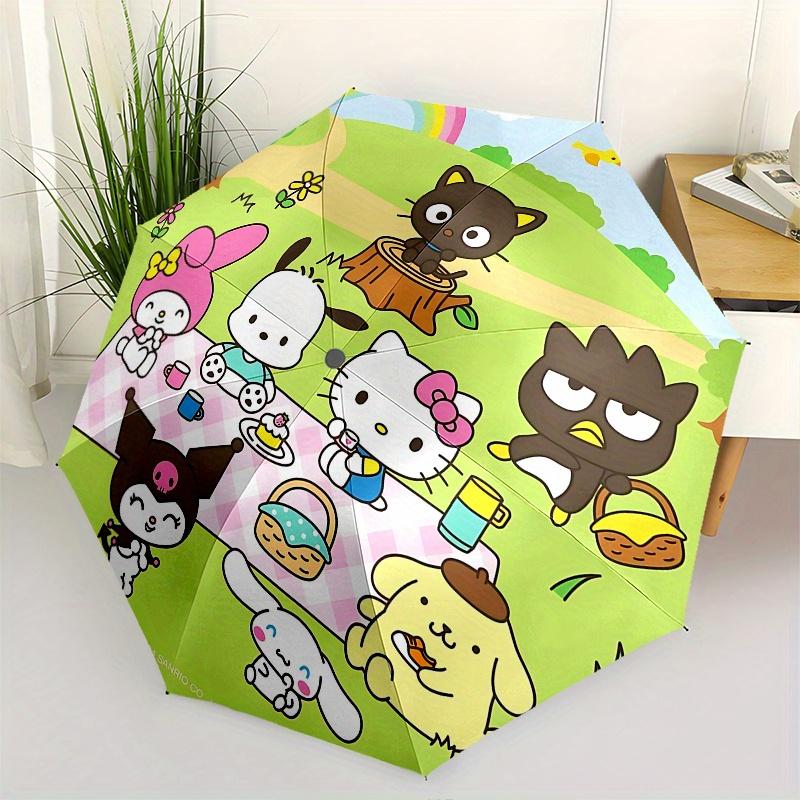 Hello Kitty, Sanrio Automatic Open/Close Umbrella-Cute Umbrella with Cute Design, Portable 3-Fold Compact Umbrella for Men & Women, Hallowee