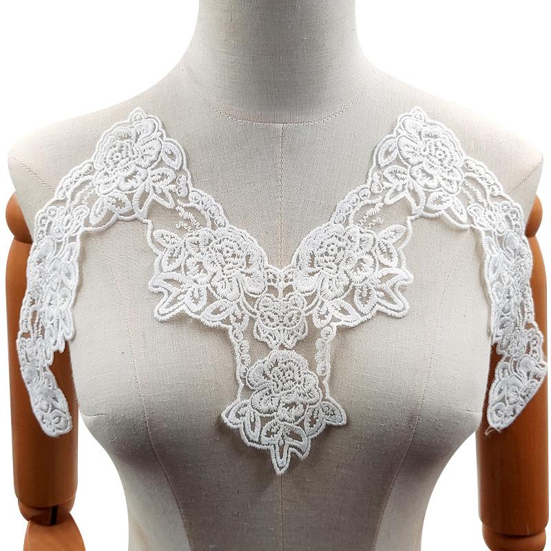 

Пижамный кружевной воротник, молочный шелк, вышивка, корсаж, сетчатый низ, вышивка, поддельный воротник, полиэстер, нагрудный воротник, кружево своими руками белый