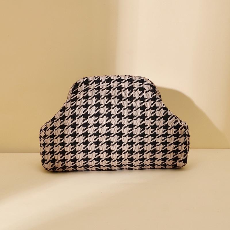 Pochette a Maglia Rigata - Borsa da Giorno Capiente per Trucco e Oggetti Essenziali