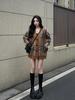 Women's Retro Plaid Knit Cardigan - Autumn/Winter Loose Fit Korean Style Sweater Coat