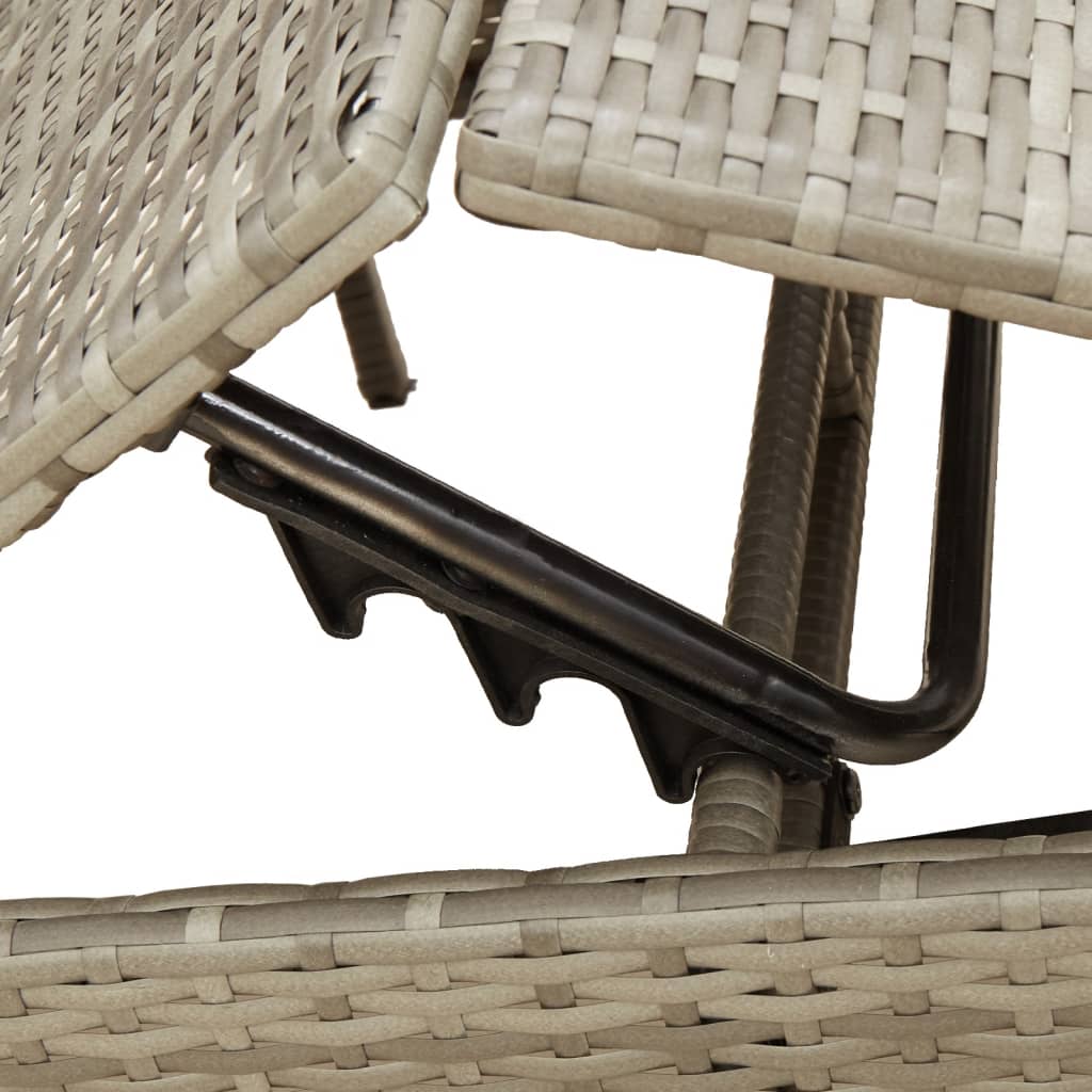 2 Piece Sun Lounger Set with Table Grey Poly Rattan