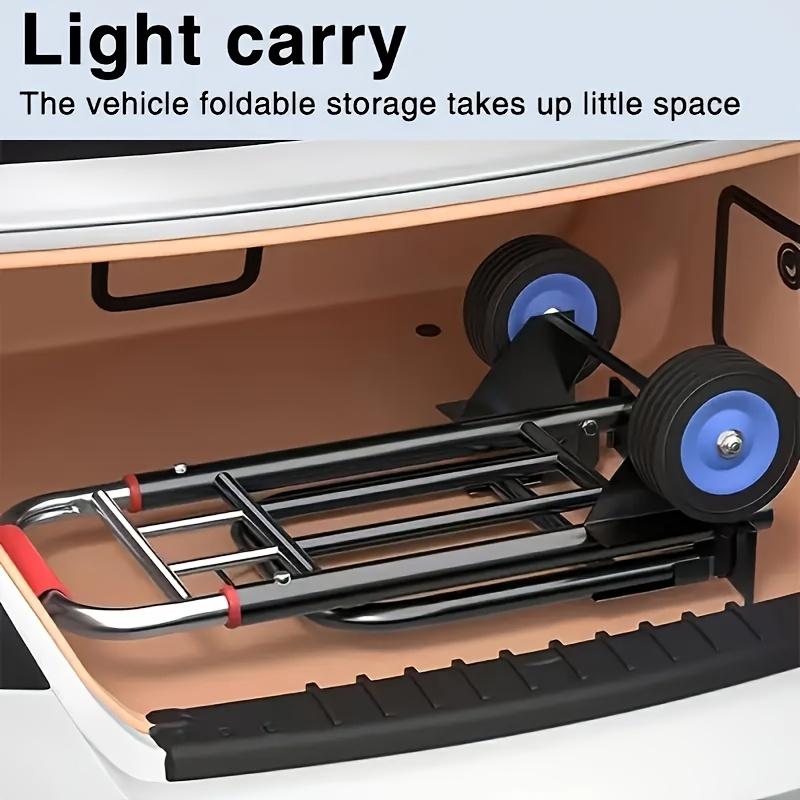 Adjustable Height Foldable Hand Truck with Wheels -Heavy Duty Steel Frame, Portable Utility Cart for Home, Shopping, Luggage Use
