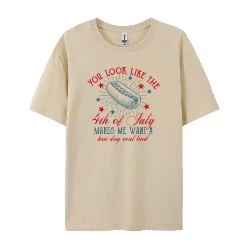 You Look Like the 4th of July Patriotic T Shirt Women Vintage Independence Day TShirts Funny Hot Dog Lover Shirt Unisex Tops