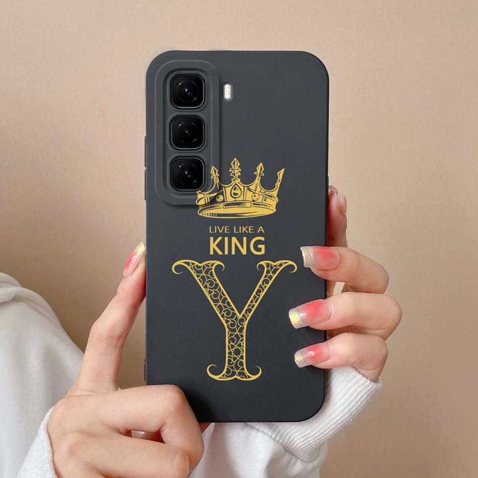 For Infinix Hot 50 Pro Plus Case Couple A-Z Letter Upgrade Camera Protection Soft Liquid Silicone Back Cover For Hot50 4G 5G