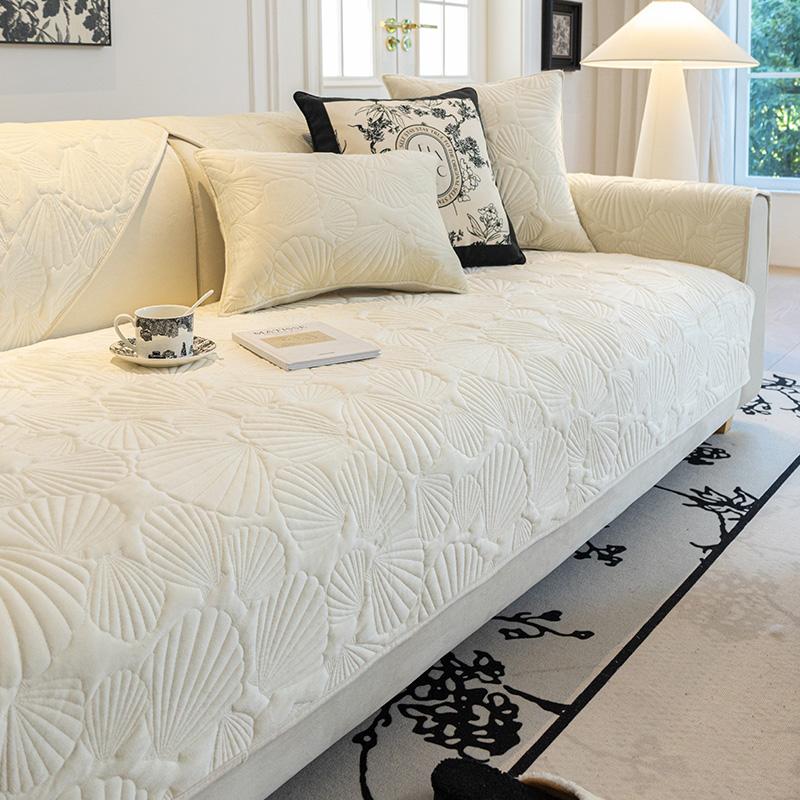 Crystal Velvet Sofa Cushion Cover Cushion  All Seasons Modern Solid Color Cotton Anti-slip Sofa Cover