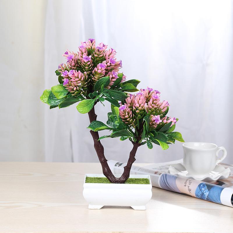 Artificial Plants Potted Bonsai Green Small Tree Plants Fake Flowers Potted Ornaments for Home Garden Decor Party Hotel Decor
