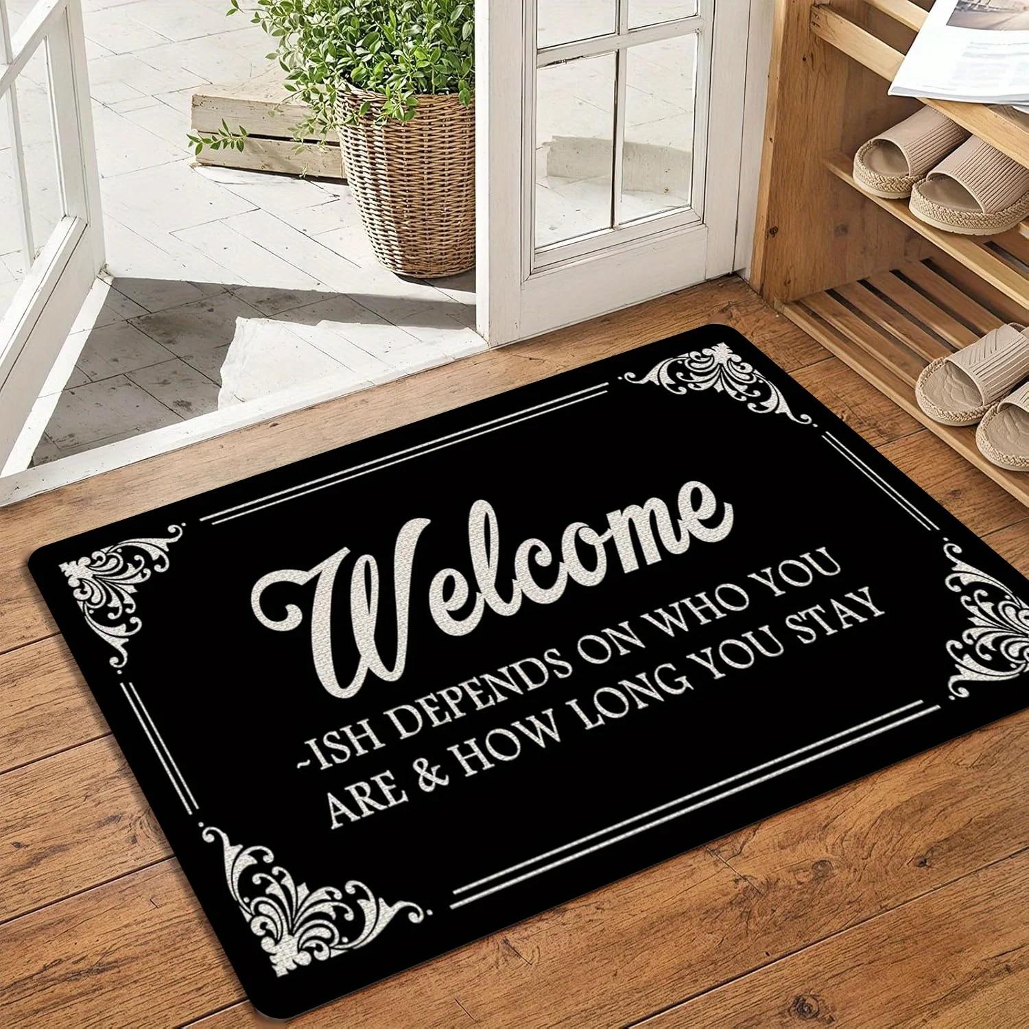 

Вітальний килимок для дверей з мотивуючим цитатою | Елегантний білий курсивний шрифт, Машинне прання, Вхідний килимок для приміщень/вулиці 40x60cm