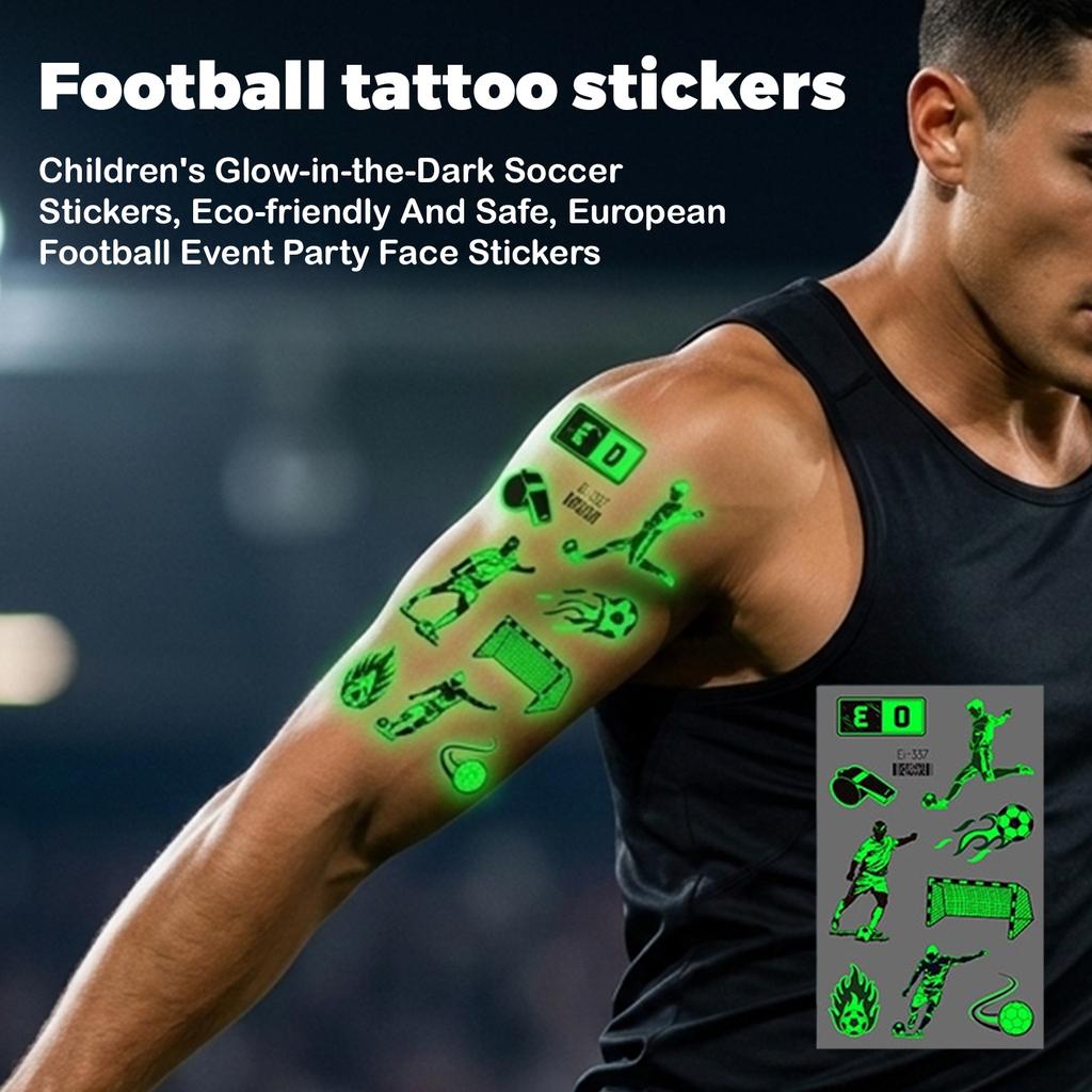 Children's Glow-in-the-Dark Soccer  Stickers, Eco-friendly And Safe, European  Football Event Party Face Stickers