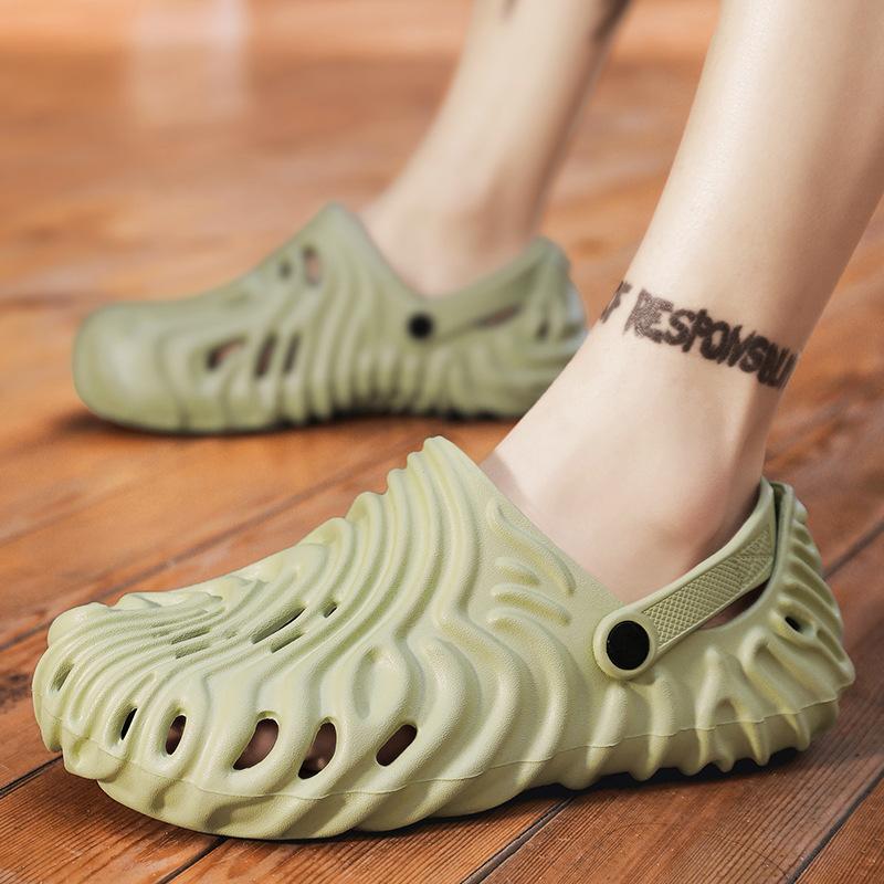 2024 large size sandals men's new summer coconut hole shoes men's bag head sandals couple beach slippers