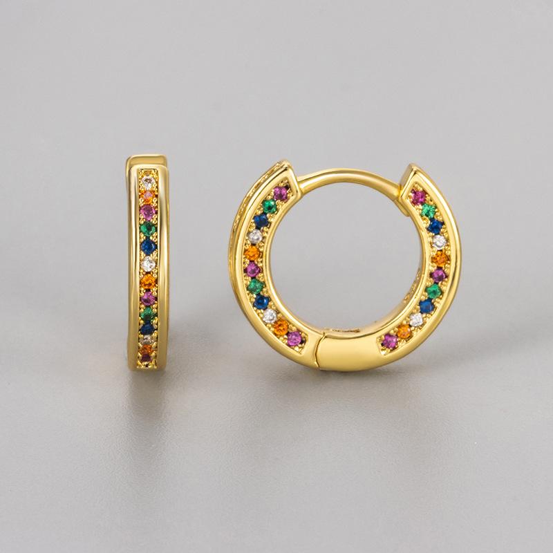 Colorful Zircon Huggie Earrings For Women Niche Luxury Rhinestone Hoops Versatile Dainty Ear Jewelry