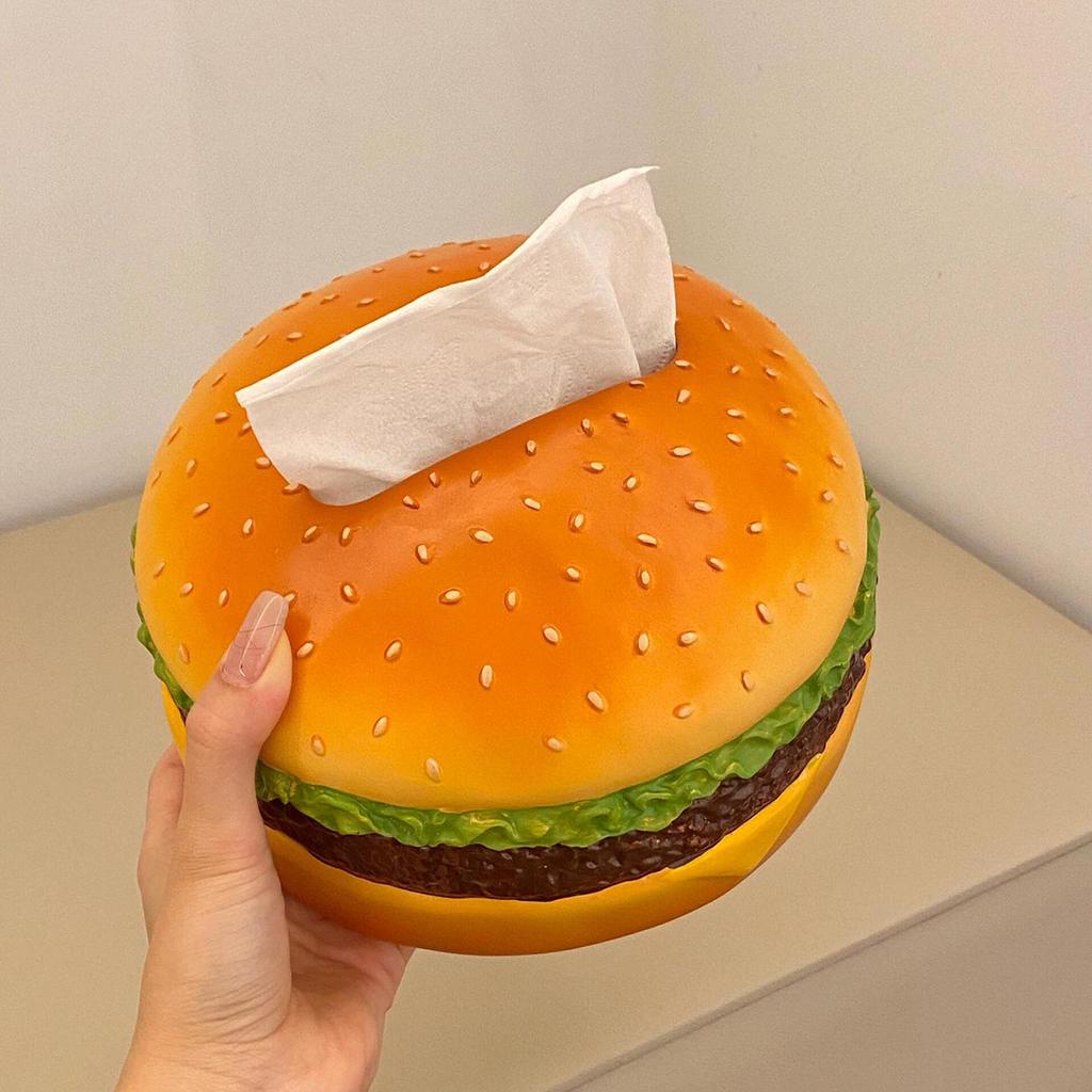 Scatola porta fazzoletti a forma di hamburger creativa retrò americana per soggiorno decorazione divertente per la casa ornamenti portatovaglioli